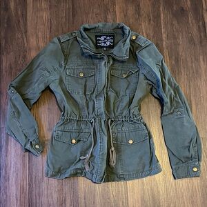 Chocolate Olive Utility Jacket with Drawstring